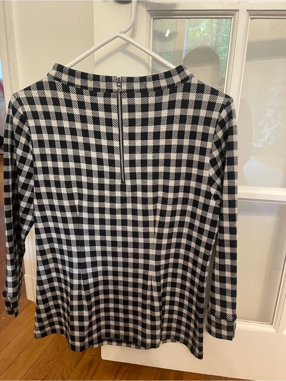 Talbots Black and White Gingham Long Sleeve Top
